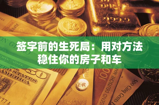 武汉签字前的生死局：用对方法稳住你的房子和车